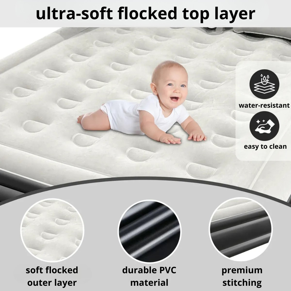 Electric Rechargeable Air Mattress with Headboard