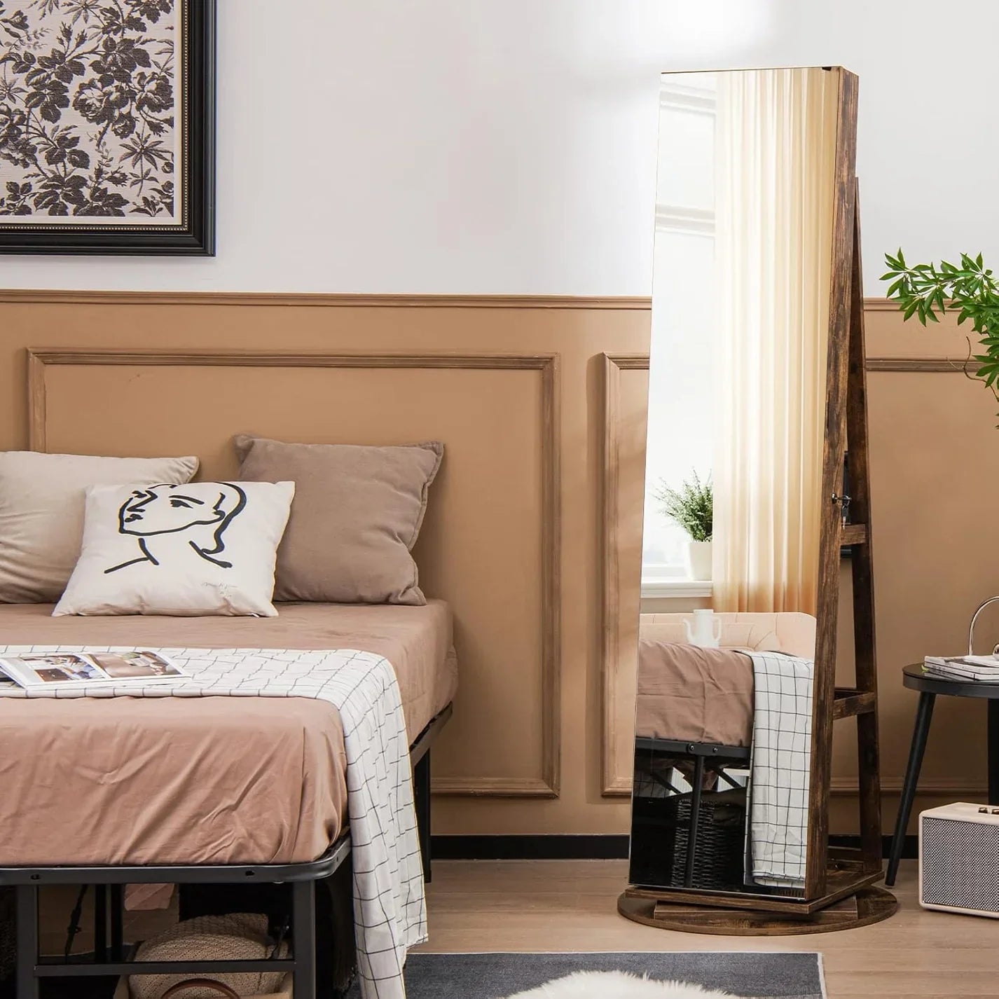 Armoire à Bijoux Rotatif avec Miroir