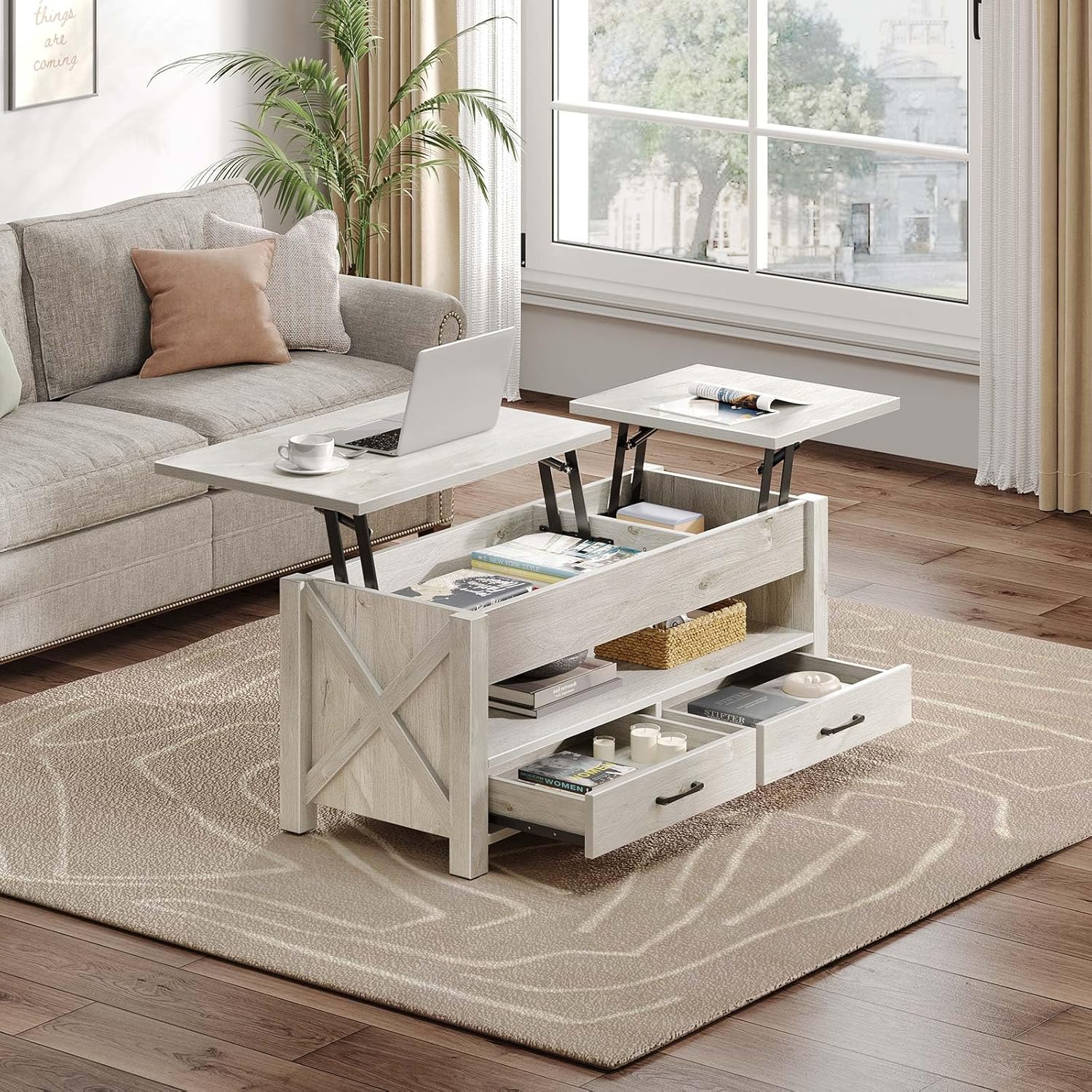 Table de Salon avec Plateau Relevable