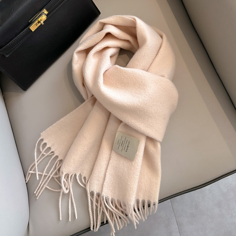 Pure Wool Students Warm-keeping All-matching Tassel Narrow Scarf Couple Wholesale
