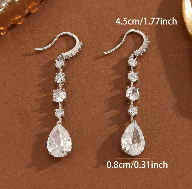 New European And American Luxury Pear-shaped Drop High-carbon Earrings For Women