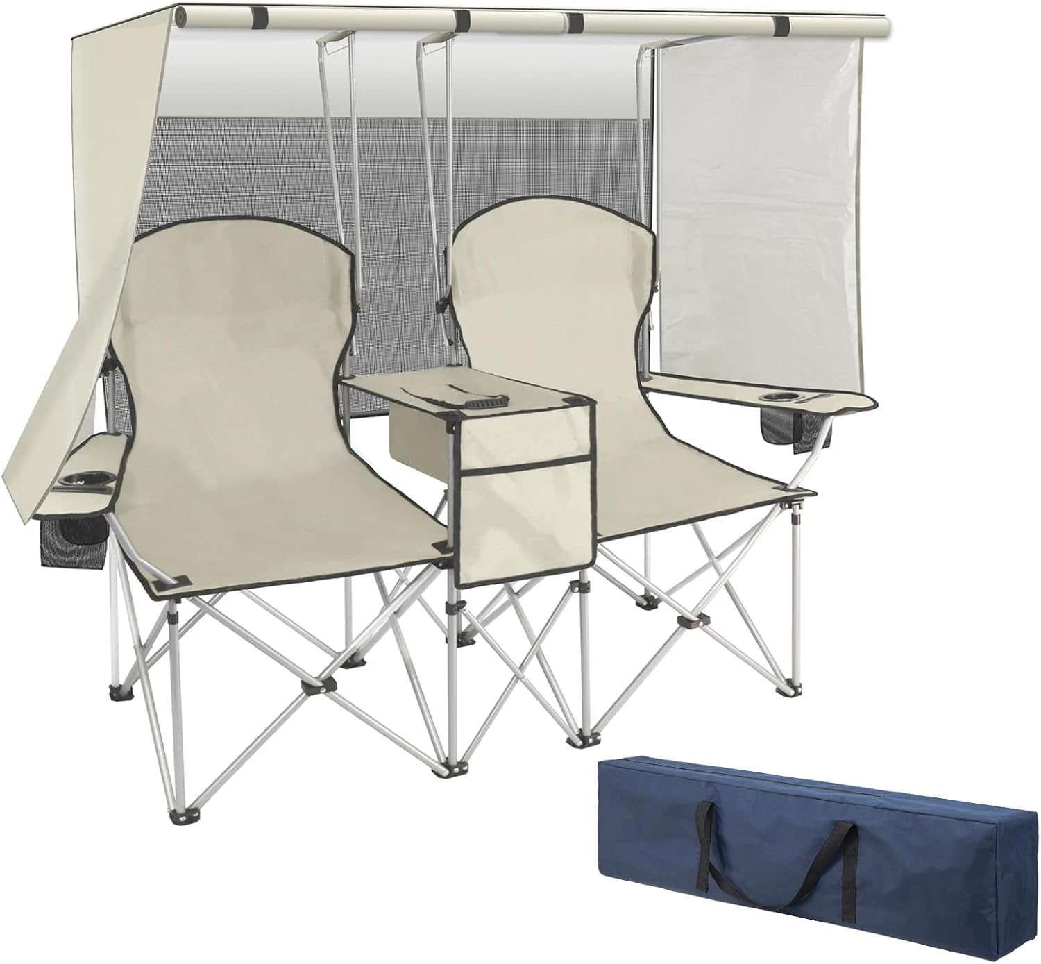 Chaise de Plage Double avec Auvent